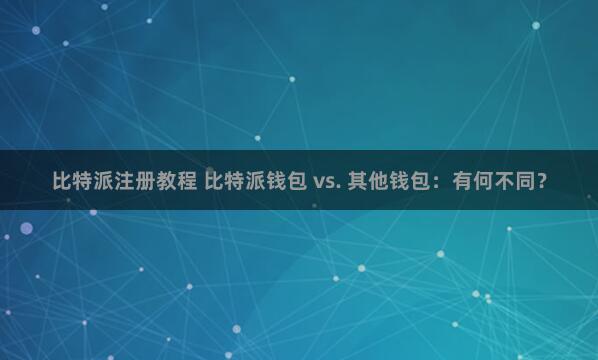 比特派注册教程 比特派钱包 vs. 其他钱包：有何不同？