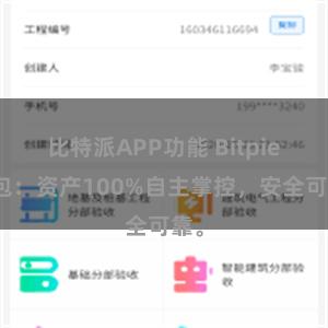 比特派APP功能 Bitpie钱包：资产100%自主掌控，安全可靠。